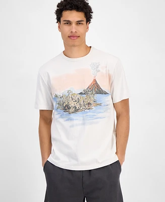Sun + Stone Men's Short Sleeve Lava Flow Graphic Crewneck T-Shirt, Exclusively at Macy's