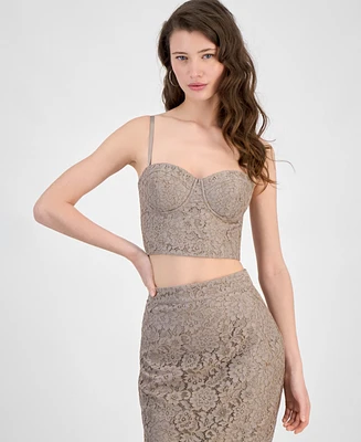 Guess Women's Josiane Cropped Lace Corset Top