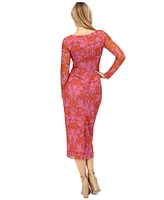Vince Camuto Women's Bodycon Mesh-Sleeve Ruched Dress