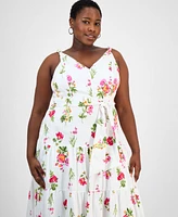 Taylor Plus Floral V-Neck Sleeveless Maxi Dress