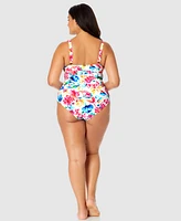 Anne Cole Plus Watercolor Paisley V-Wire One-Piece Swimsuit