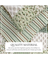 Linery & Co. All Season 3 Piece Floral Stitched Quilt Set with Shams
