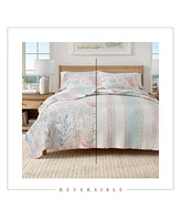 Linery & Co. Fading Coral Stitched Quilt Set with Shams
