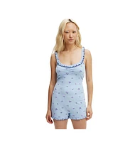 Cotton On Women's Rib Ruffle Boyleg Romper