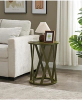 Kings Brand Furniture Emma Side End Table - Modern Round Farmhouse Accent for Living Room, Bedroom, Office (Ice Blue)