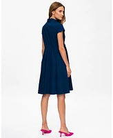 Pietro Brunelli Maternity Poplin Nursing Friendly Button-Front Drawstring Viola Shirt Dress