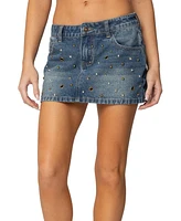 Edikted Women's Ruari Studded Denim Mini Skirt