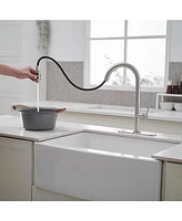 Single Handle Pull Down Sprayer Kitchen Faucet Brushed Nickel