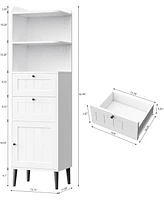 White Bathroom Storage Cabinet with 2 Drawers, 2 Shelves, and 1 Door