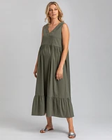 Pietro Brunelli Maternity V-Neck Poplin Waterlily Maxi Dress