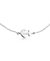 Bling Jewelry Nautical Ocean Sideways Boat Anchor Charm Anklet Ankle Bracelet .925 Sterling Silver Adjustable 9 To 10 Inch With Extender