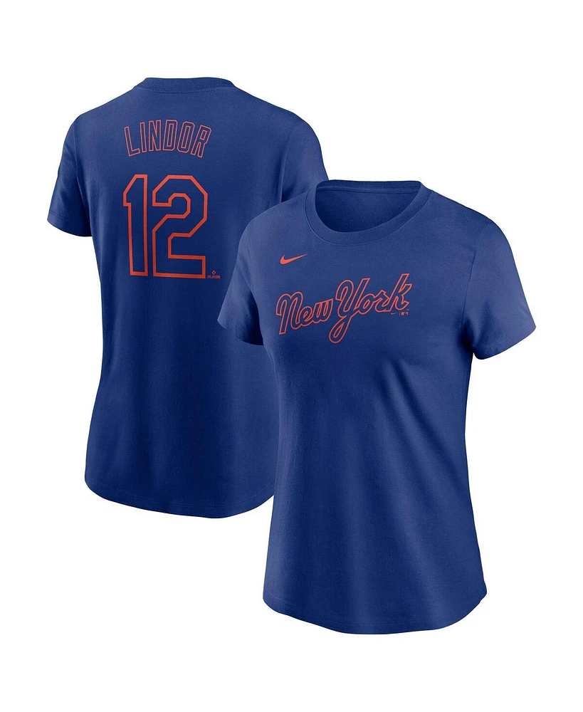 Nike Women's Francisco Lindor Royal New York Mets Fuse Name Number T-Shirt