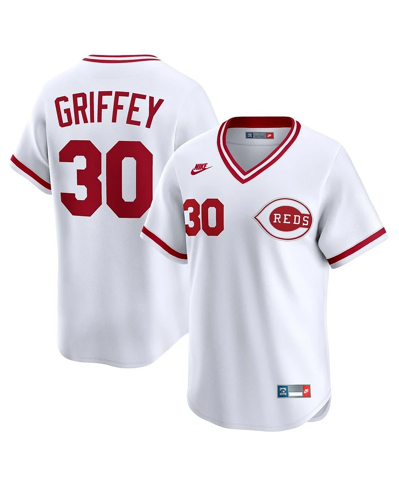 Nike Men's Ken Griffey White Cincinnati Reds Throwback Cooperstown Collection Limited Jersey