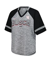 G-iii 4Her by Carl Banks Women's Heather Gray Kyle Busch Hall of Fame Oversized Raglan V-Neck T-Shirt
