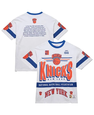 Mitchell & Ness Men's and Women's White New York Knicks Hardwood Classics Vintage Team Origins Premium T-Shirt