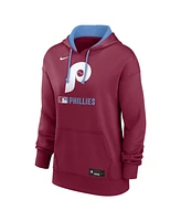 Nike Women's Burgundy Philadelphia Phillies Authentic Collection Lockup Alternate Logo Performance Pullover Hoodie