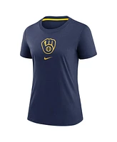 Nike Women's Navy Milwaukee Brewers Authentic Collection Early Work Tri-Blend T-Shirt