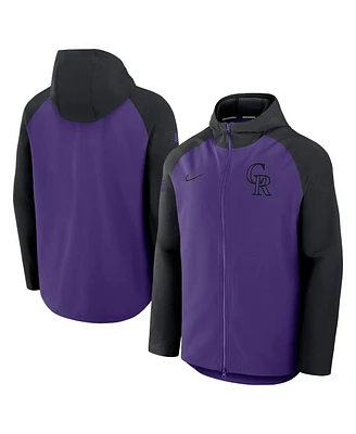 Nike Men's Purple/Black Colorado Rockies Authentic Collection Raglan Performance Full-Zip Jacket