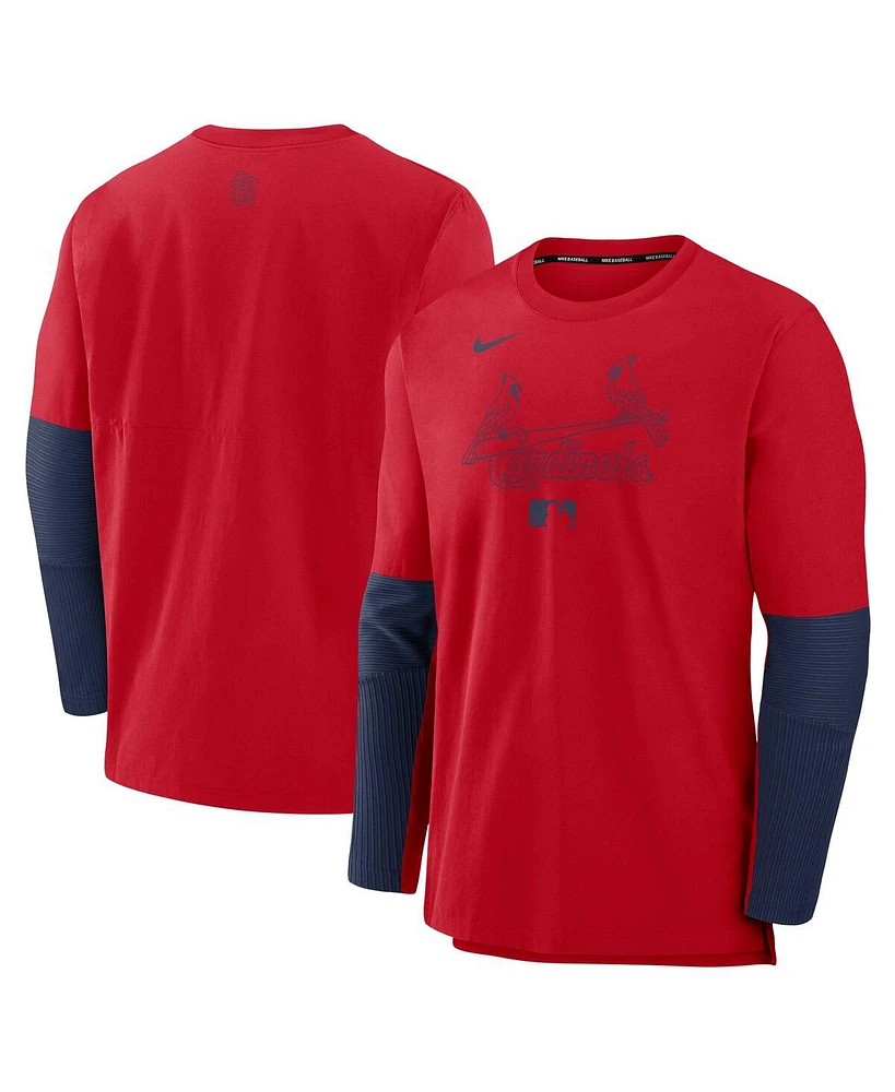 Nike Men's Red/Navy St. Louis Cardinals Authentic Collection Player Lightweight Performance Long Sleeve Top