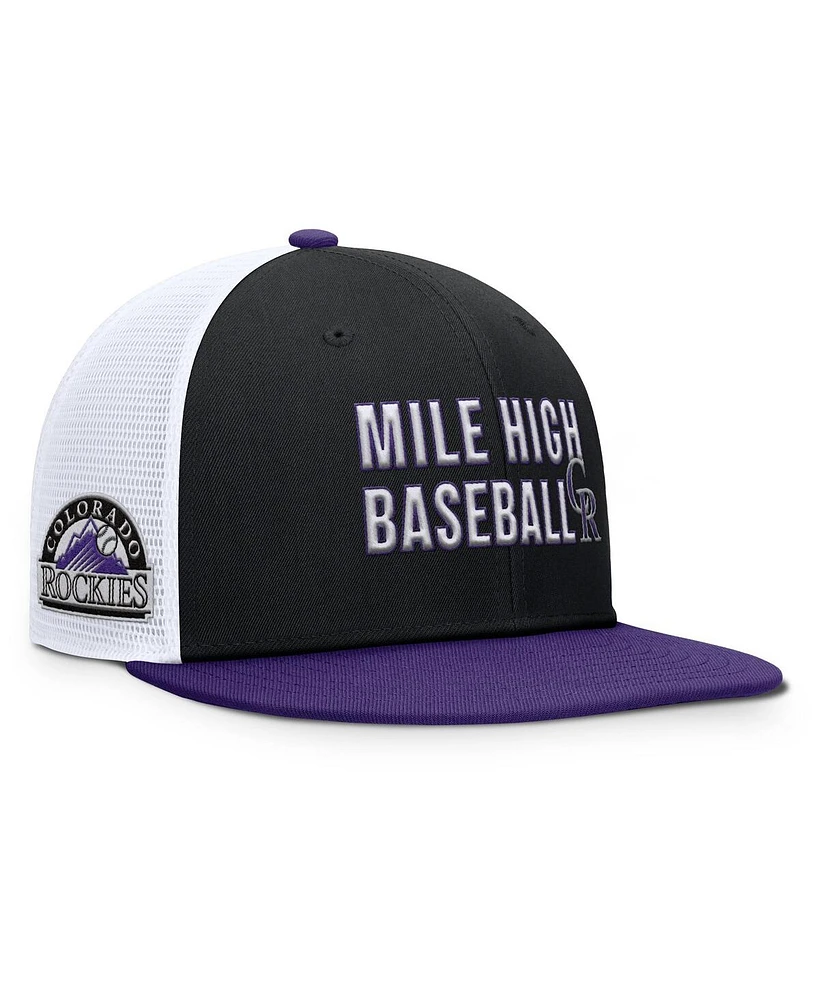 Nike Men's Black/Purple Colorado Rockies Pro Trucker Snapback Hat