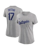 Nike Women's Shohei Ohtani Heather Gray Los Angeles Dodgers Fuse Name Number T-Shirt