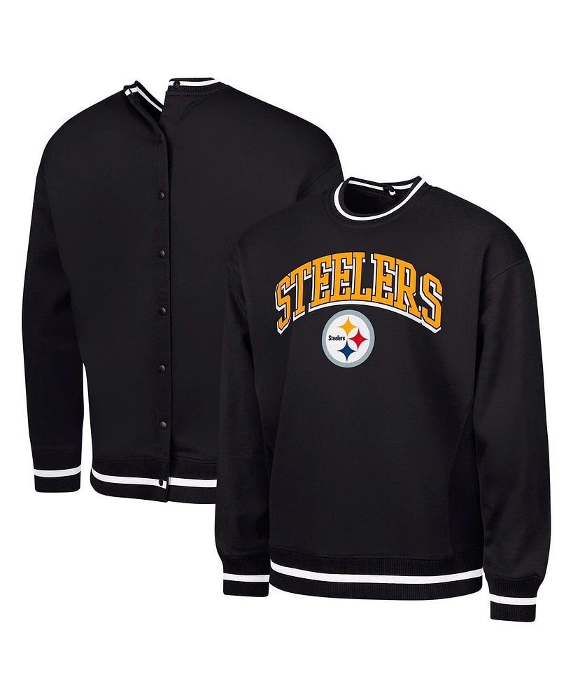 G-iii Sports by Carl Banks Men's Black Pittsburgh Steelers Adaptive Blocker Fleece Pullover Sweatshirt