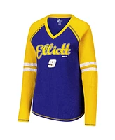 G-iii 4Her by Carl Banks Women's Royal Chase Elliott Winner Tri-Blend V-Neck Long Sleeve T-Shirt
