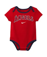 Nike Baby Boys and Girls Los Angeles Angels Authentic Collection Bodysuit, Pack of 3