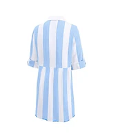 Tommy Bahama Women's Blue/White Detroit Lions Rugby Beach Stripe Button-Up Tunic