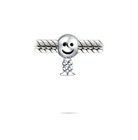Bling Jewelry Emoticon Happy Smiley Face Dangle Feet Charm Bead .925 Sterling Silver