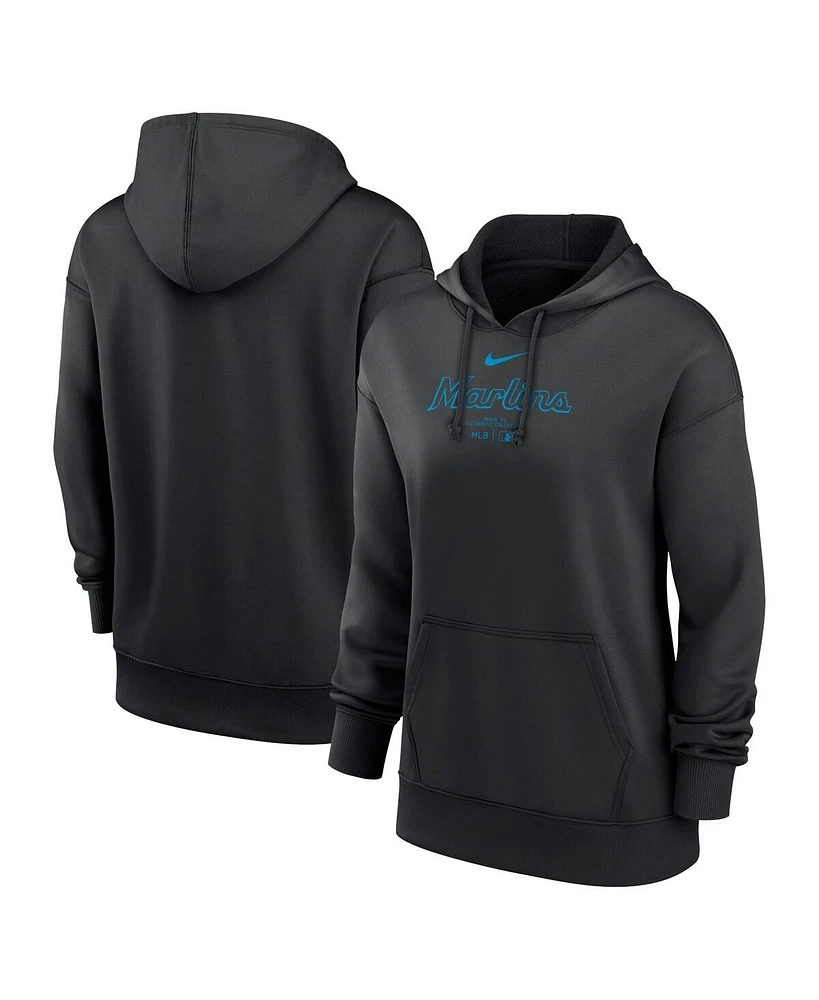 Nike Women's Black Miami Marlins Authentic Collection Performance Pullover Hoodie
