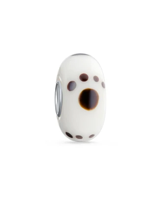 Bling Jewelry Dog Cat Puppy Kitten Bff Pet Murano Glass Paw Print Spacer Charm Bead .925 Sterling Silver Core
