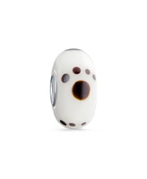 Bling Jewelry Dog Cat Puppy Kitten Bff Pet Murano Glass Paw Print Spacer Charm Bead .925 Sterling Silver Core