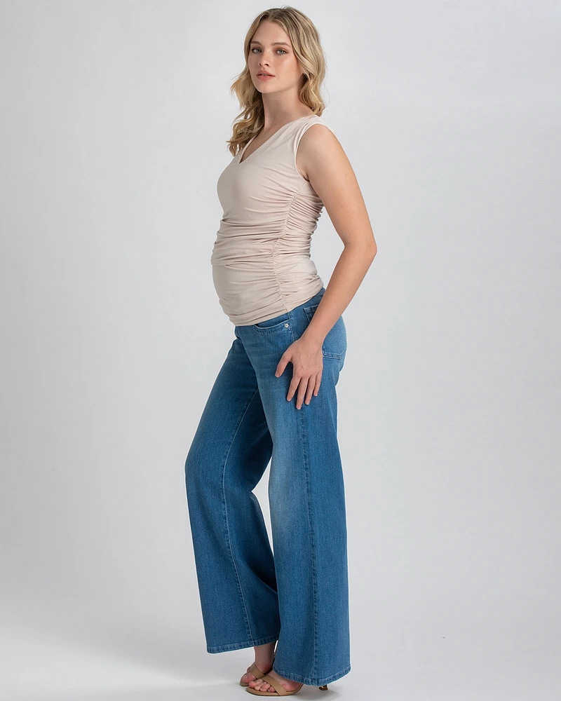 Pietro Brunelli Maternity High-Waist Elastic Band Wide-Leg Jeans
