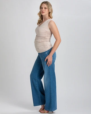 Pietro Brunelli Maternity High-Waist Elastic Band Wide-Leg Jeans