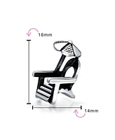 Bling Jewelry Tropical Umbrella Lounge Beach Chair Charm Bead Oxidized .925 Silver