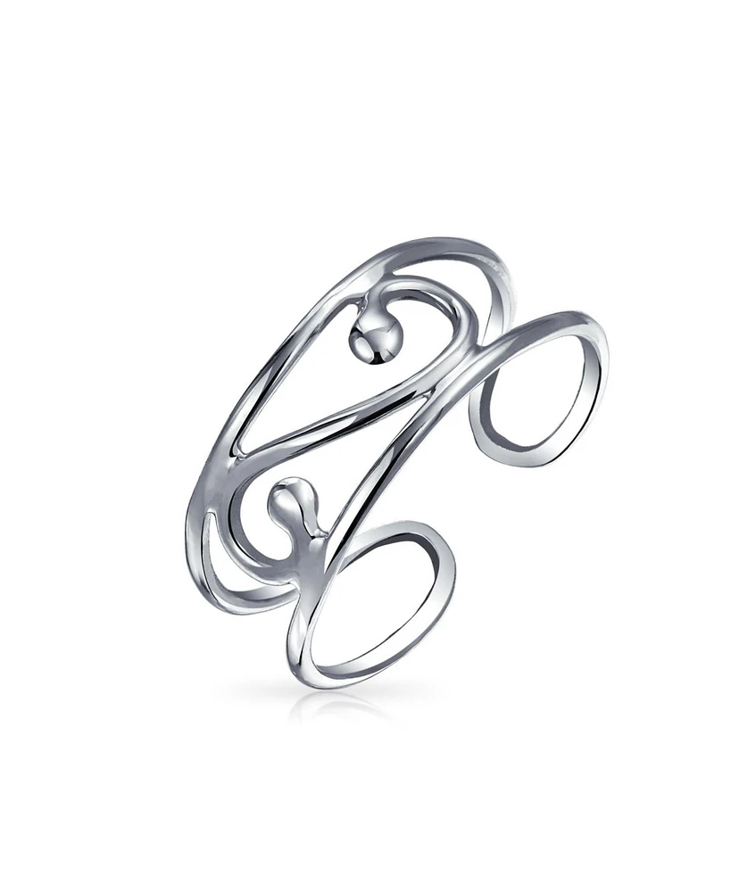 Bling Jewelry Open Spiral Pinky Midi Filigree Celtic Scroll Swirl Wide Toe Ring Oxidized .925 Silver Sterling Adjustable