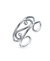 Bling Jewelry Open Spiral Pinky Midi Filigree Celtic Scroll Swirl Wide Toe Ring Oxidized .925 Silver Sterling Adjustable