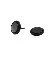 Bling Jewelry Black Bar Bell 10MM Round Illusion Faux Ear Plug Earring Black Titanium Over Surgical Steel 16G Screw back