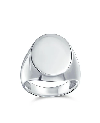 Bling Jewelry Large Basic Simple .925 Sterling Silver Oval Signet Ring Shiny Finish