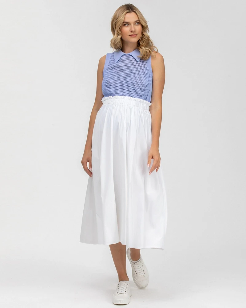 Pietro Brunelli Maternity Poplin Hidden Pocket Midi Olivia Skirt