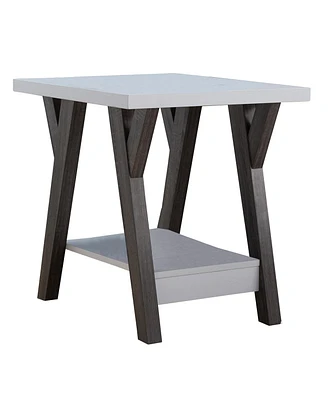 Two-Tone End Table with Bottom Shelf for Stylish and Functional Storage