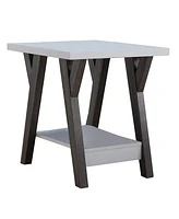 Two-Tone End Table with Bottom Shelf for Stylish and Functional Storage