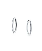 Bling Jewelry Thin Minimalist Hoop Huggie Earrings Sterling Silver Various Sizes