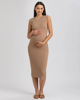Pietro Brunelli Maternity Sleeveless Fitted Rib Knit Iris Dress