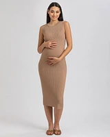 Pietro Brunelli Maternity Sleeveless Fitted Rib Knit Iris Dress