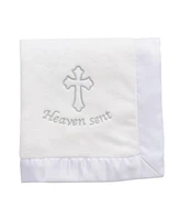 Lambs & Ivy Baby Heaven Sent Baptism/Christening Soft White Fleece Blanket