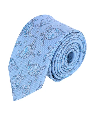 Trafalgar Men's Morla The Wise Sea Turtle Linen Blend Novelty Necktie