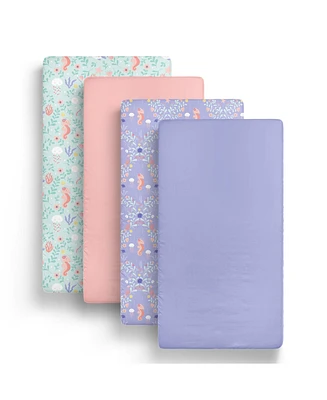 The Peanutshell Ocean Girl Microfiber 4 Pack Crib Sheets