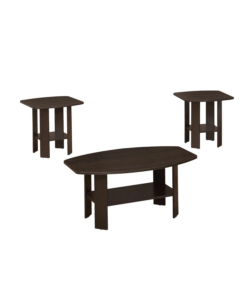 Set of 3 Wood Coffee Tables with Shelf – Functional Nesting Design